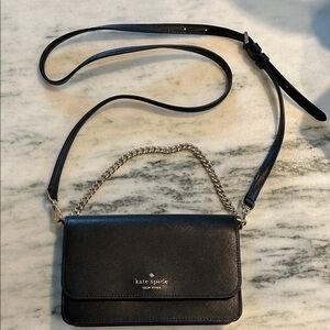 Kate Spade Black Leather Crossbody Bag with Chain Strap
